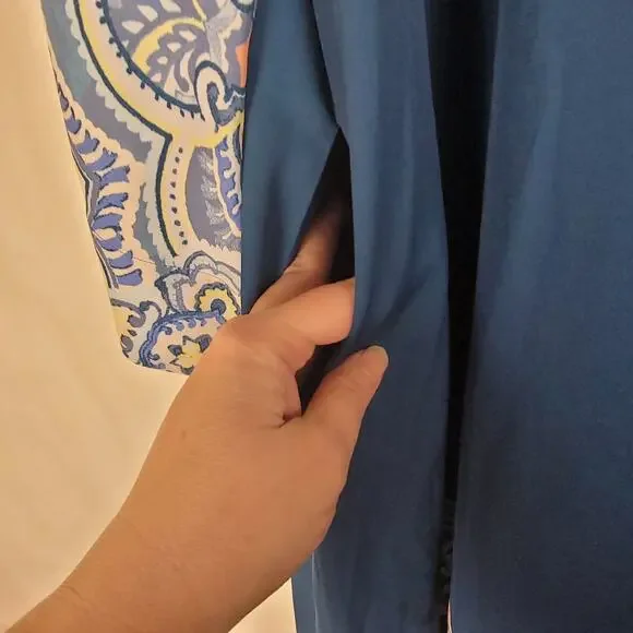 New Chico's seaport blue popover kaftan midi dress Size XXL Boho Lagenlook - Picture 7 of 11